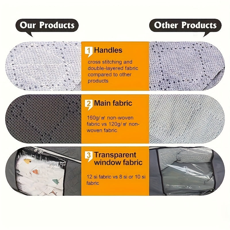 Set di 6 sacche contenitori oversize, robusto organizer pieghevole per coperte, cuscini e giocattoli, realizzato in materiale di polipropilene spesso, con cerniera e copertura, con maniglie rinforzate, non richiede elettricità, contenitore da mettere sott