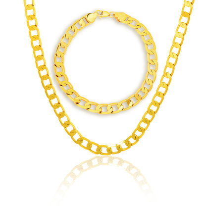 Magazzino Locale, Argento 925, Set Due Pezzi Dorato (Bracciale, Collana), Grammage Argentato 10G, Stile Hip Hop Street, Regalo Perfetto, Bellissima Confezione Regalo Offerta
