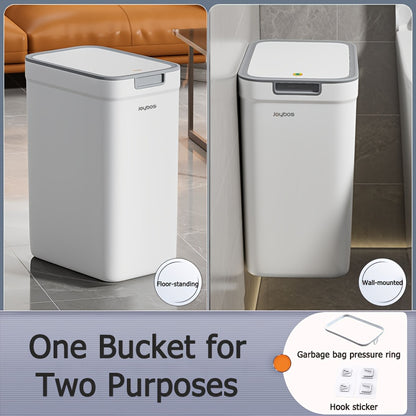 Joybos Cestino da Bagno a Parete 9L con Coperchio - Design Risparmio Spazio e Antiodore per Cucina & Bagno, Facile Installazione, Nessuna Elettricità Richiesta