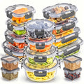 Set di 12 Contenitori in Vetro con Coperchi - Contenitori per Alimenti, Scatole per Preparazione Pasti, Adatti al Microonde, Porta Pranzo, Ciotole per Conservare Alimenti Freschi in Frigorifero, 12 Contenitori e 12 Coperchi