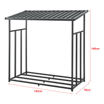 Casa.Pro Chimney Wood Rack Yakutat Stand per legna da esterno Stand per legna da esterno Stand per legna da esterno con copertura Chimney Wood Stand Metallo Nero