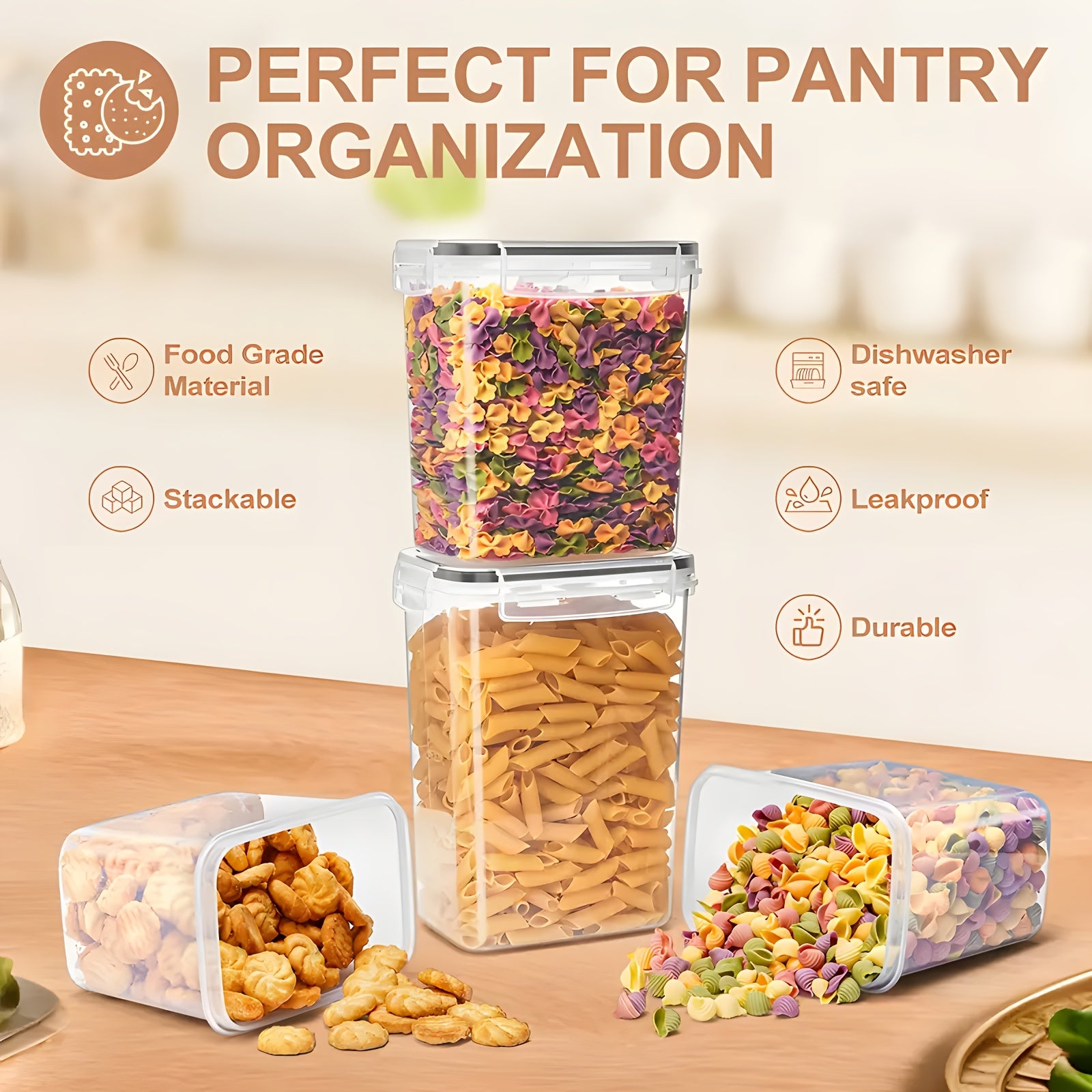 Set di 24 contenitori ermetici per alimenti con coperchi per l'organizzazione e lo stoccaggio in cucina, set di barattoli in plastica per cereali, pasta, farina e zucchero, etichette e pennarello