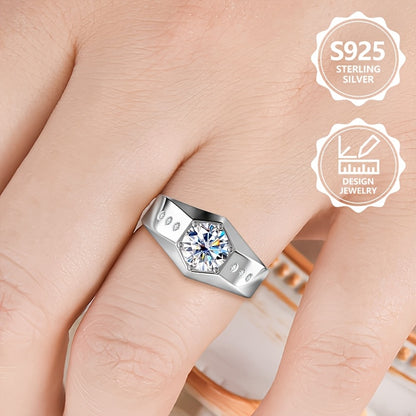 Anello da donna in argento sterling 925, peso totale del prodotto (3.80g), squisito e alla moda, set con moissanite, lussuoso, delicato, elegante, adatto per viaggi e uscite quotidiane. È l'accessorio di alta gamma perfetto per regali durante le feste.