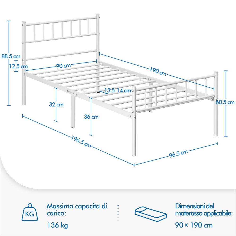 Costoffs Struttura Letto Moderno in Metallo con Testiera e Pediera con Spazio di Archiviazione per Appartamento Camera da Letto