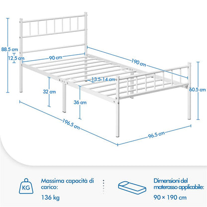 Costoffs Struttura Letto Moderno in Metallo con Testiera e Pediera con Spazio di Archiviazione per Appartamento Camera da Letto