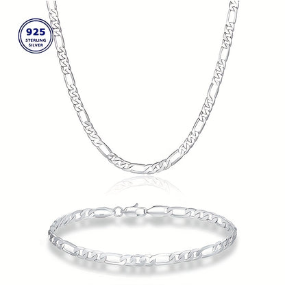 Elegante e versatile set di collana e bracciale Fegaro in argento 925, adatto sia a uomini che a donne, con bassa allergenicità. Perfetto per abbigliamento casual, hip-hop, punk, sport, feste e come regalo per le vacanze. Confezionato in un'adorabile conf