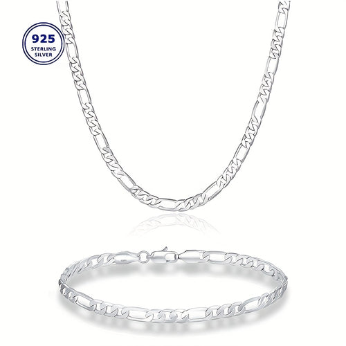 Elegante e versatile set di collana e bracciale Fegaro in argento 925, adatto sia a uomini che a donne, con bassa allergenicità. Perfetto per abbigliamento casual, hip-hop, punk, sport, feste e come regalo per le vacanze. Confezionato in un'adorabile conf