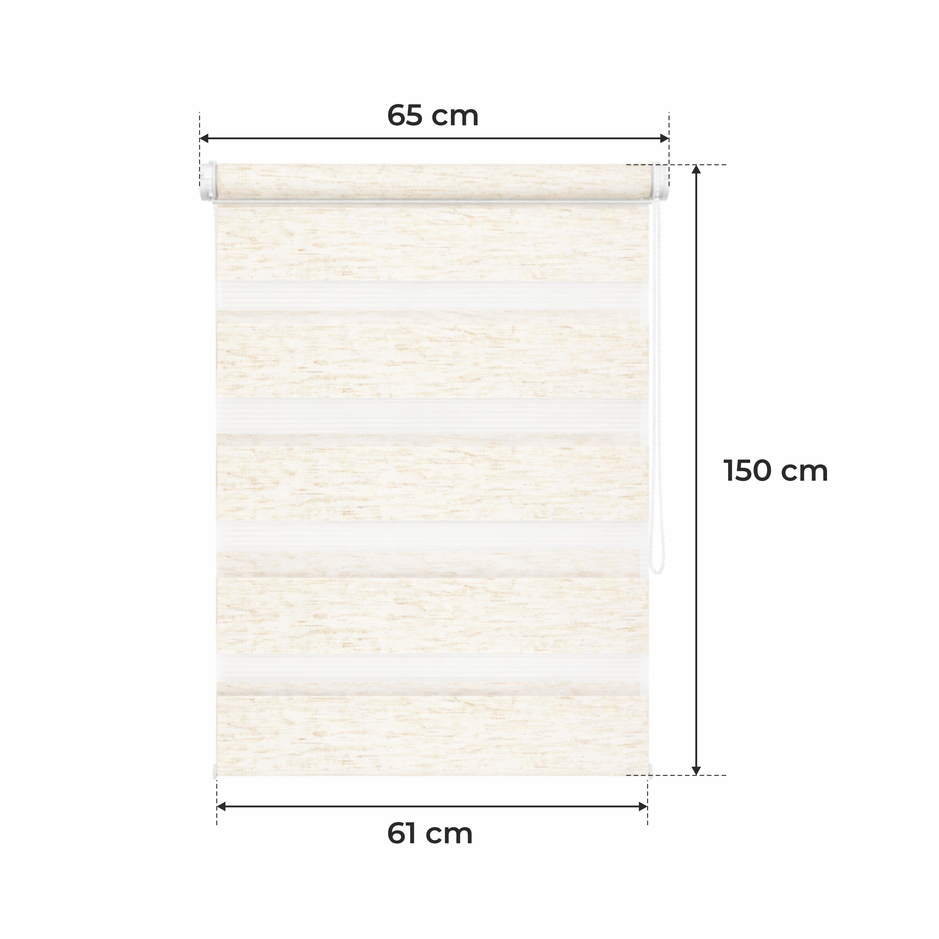Tenda a Rullo Giorno & Notte - Beige Melange - 32 Misure - BOJANEK Giorno & Notte - Installazione Finestra Non Invasiva, Nessuna Foratura Richiesta, Regolazione a Catena, Supporti Regolabili per Varie Spessori di Finestra, Design Moderno, Protezione dalla