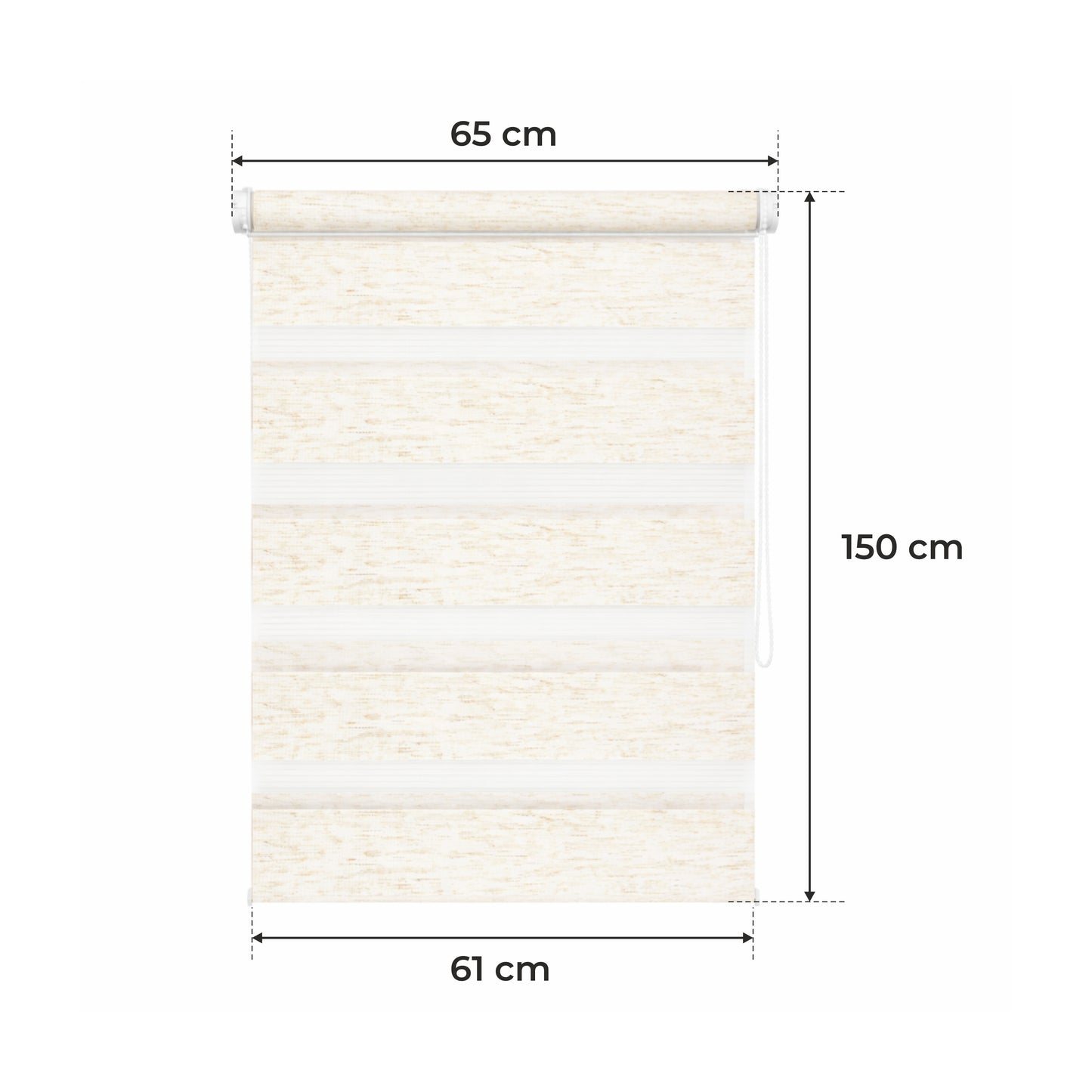 Tenda a Rullo Giorno & Notte - Beige Melange - 32 Misure - BOJANEK Giorno & Notte - Installazione Finestra Non Invasiva, Nessuna Foratura Richiesta, Regolazione a Catena, Supporti Regolabili per Varie Spessori di Finestra, Design Moderno, Protezione dalla