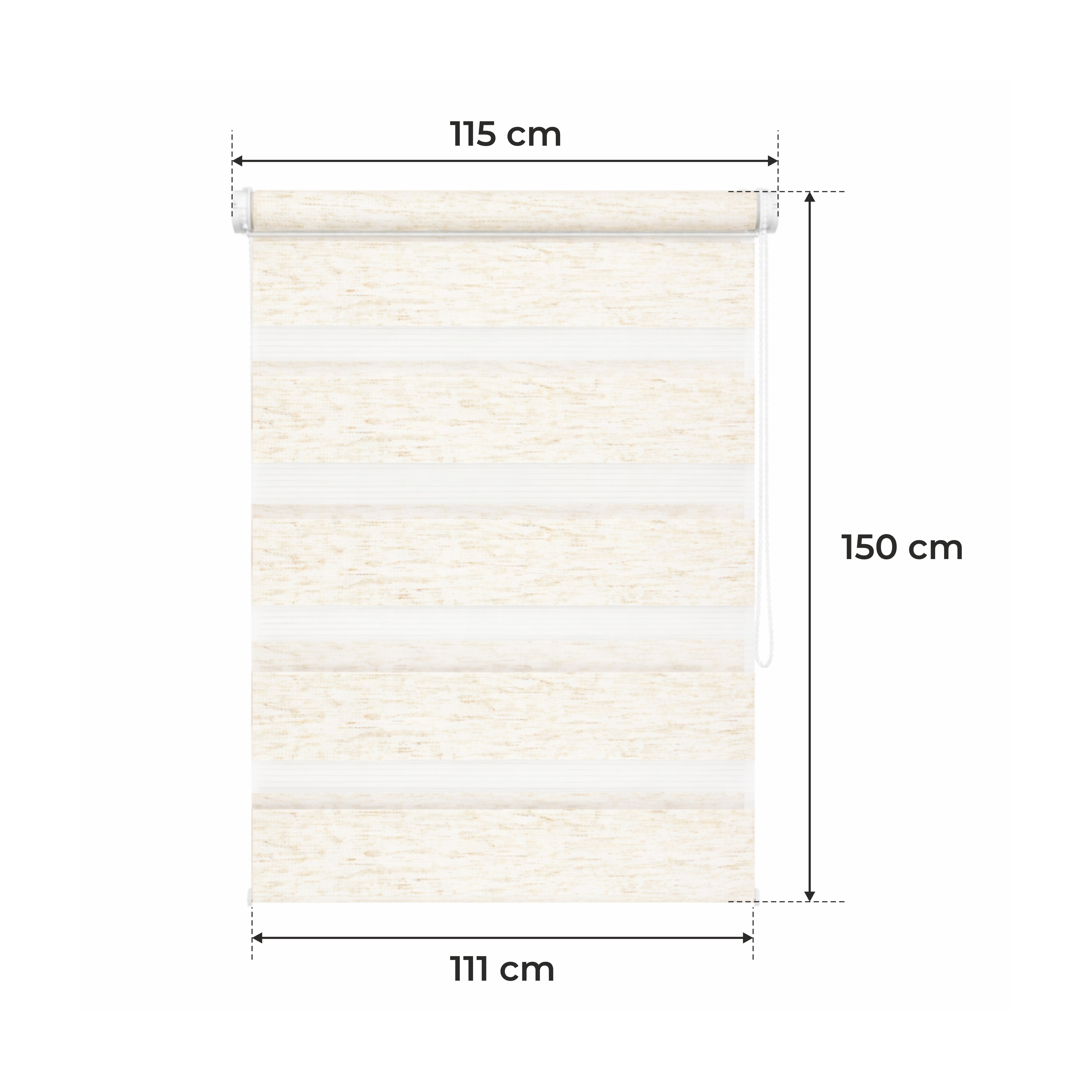 Tenda a Rullo Giorno & Notte - Beige Melange - 32 Misure - BOJANEK Giorno & Notte - Installazione Finestra Non Invasiva, Nessuna Foratura Richiesta, Regolazione a Catena, Supporti Regolabili per Varie Spessori di Finestra, Design Moderno, Protezione dalla