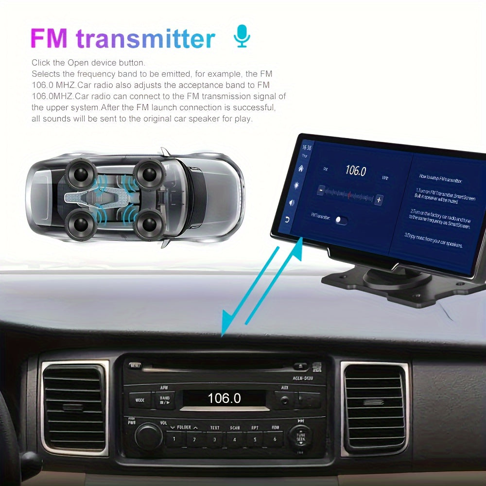 Autoradio da 9,3 pollici CarPlayer wireless per Android Auto, DVR integrato, monitor touch HD IPS, registratore a doppia lente, immagine retromarcia, uscita AUX FM, controllo vocale