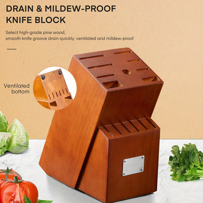 16 pezzi di accessori da cucina, set da cucina, articoli da cucina, con manico in legno, set in acciaio inossidabile con blocco in legno, elettrodomestici e accessori da cucina professionali con affilacoltelli, regalo di Natale ideale per mamma, amica, ma