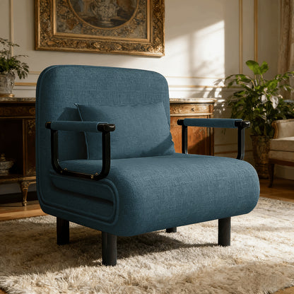 Divano letto poltrona pieghevole convertibile 5 in 1, poltrona letto lounge regolabile salvaspazio con tessuto di lino, poltrona moderna per dormitorio, monolocale e angolo accogliente, nero/marrone chiaro/verde oliva/giallo limone