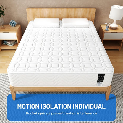 Materasso Singolo/Matrimoniale con Comoda Memory Foam, Materasso Hybird Pocket Sprungs con Isolamento del Movimento, Materassi Media Firmato 90/140/160X200X23Cm