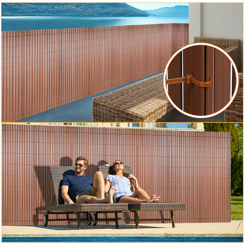Recinzione Schermo Privacy in PVC Durevole - Protezione da Vento e Sole, Rinforzata con Legacci, Disponibile in Grigio/Verde/Marrone/Bambù - Misure Multiple per Giardino e Balcone