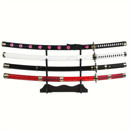3 Pezzi Set Spada Anime, Lama in Bambù Sicura Non Affilata, Accessorio Cosplay, Katana Spada Samurai, Regalo per Halloween e Natale, Cintura e Portaspada Inclusi