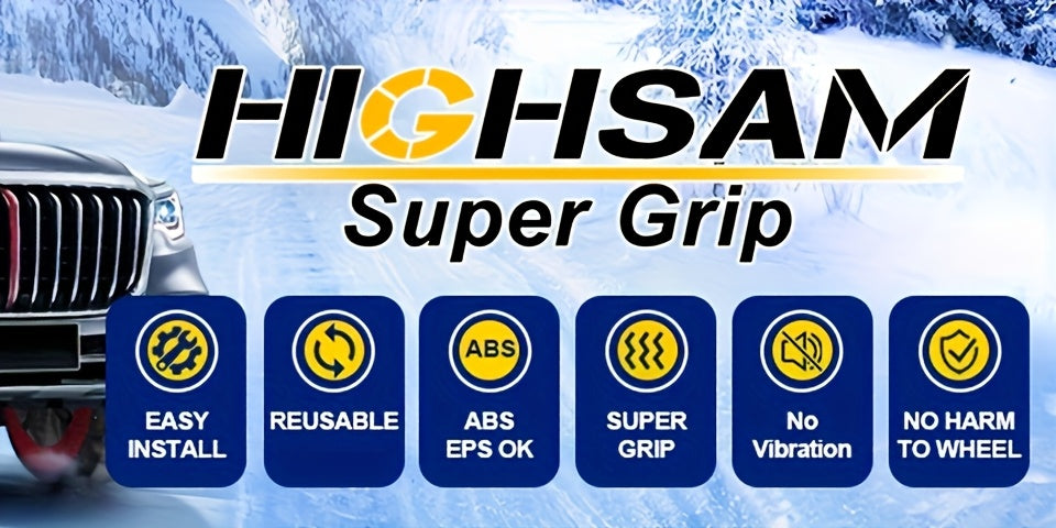 Highsam Super Grip Snow EN 16662-1, Catene da Neve per Auto, 2 Paia di Calze da Neve in Tessuto Lavabili per Pneumatici di Camion e Auto