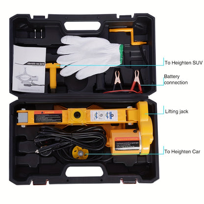 Cric a forbice da 3 tonnellate elettrico per auto, kit da 12V CC, kit di attrezzi per martinetto per pneumatici, martinetto a carrello con sollevamento manuale a risparmio di fatica per auto, SUV, furgone, riparazione e cambio pneumatici, kit di emergenza