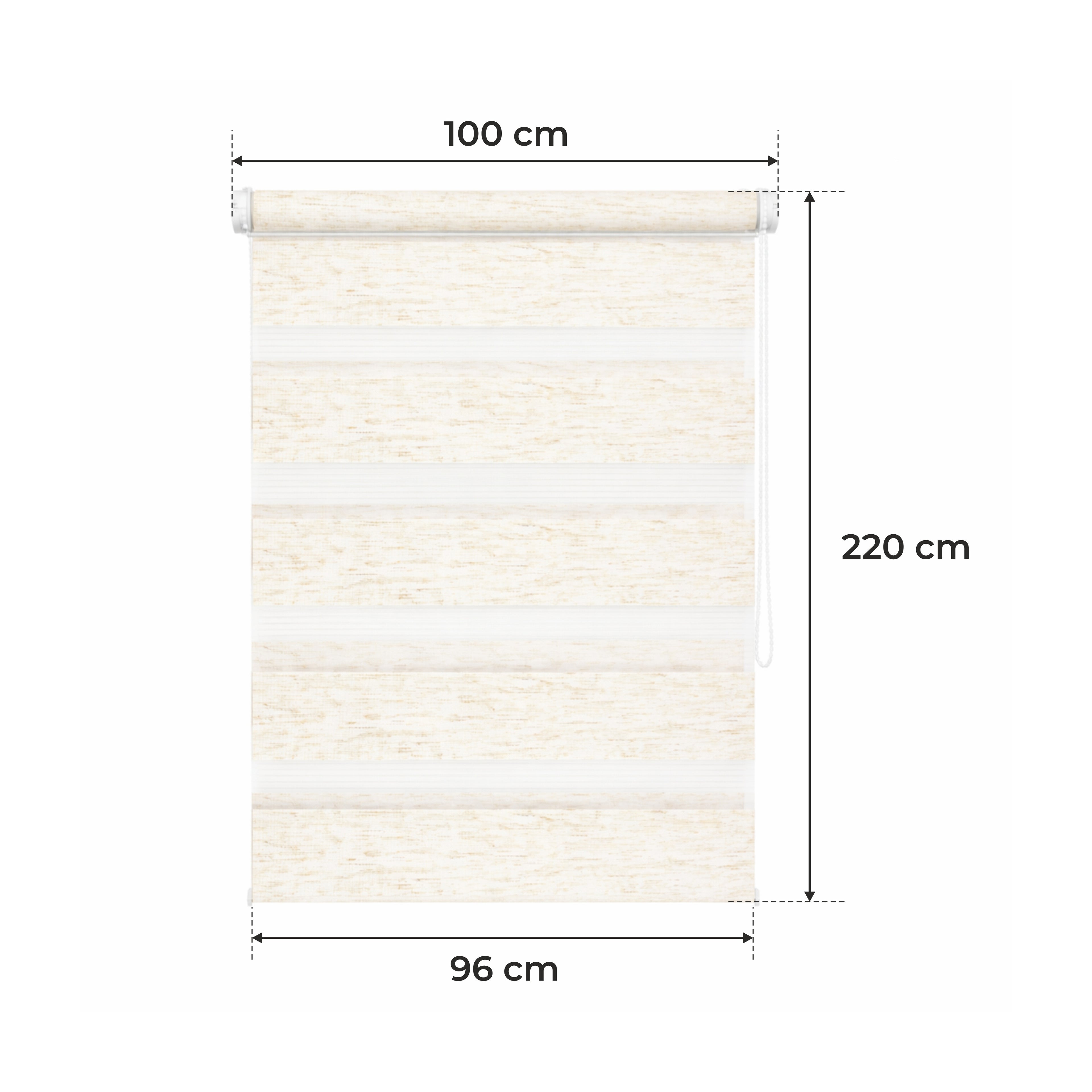 Tenda a Rullo Giorno & Notte - Beige Melange - 32 Misure - BOJANEK Giorno & Notte - Installazione Finestra Non Invasiva, Nessuna Foratura Richiesta, Regolazione a Catena, Supporti Regolabili per Varie Spessori di Finestra, Design Moderno, Protezione dalla