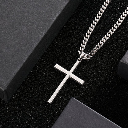 Collana con ciondolo a croce in argento 925 con catena classica, accessori di gioielleria in stile hip-hop per feste, regalo per San, festa del papà, confezione regalo inclusa