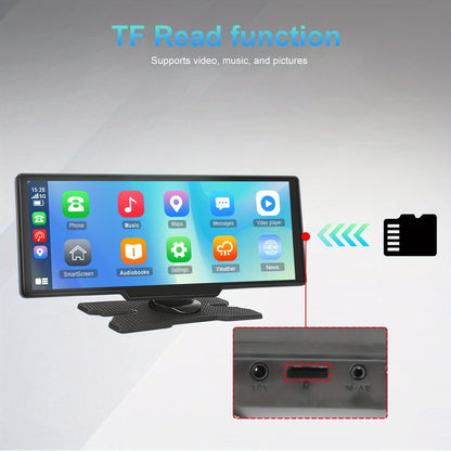 Display Interattivi con Touch Screen Versione Aggiornata 10.26 Pollici Stereo Auto Portatile Wireless Carplay per Auto con Carplay e per Android Auto con Mirror Link/ Telecamera di Retromarcia/ Wireless/ Navigazione/ AUX per Tutti i Veicoli