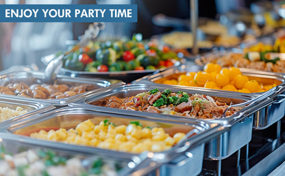 Set da 6 pezzi per buffet con mantenitore di calore - Scaldavivande professionali in acciaio inossidabile per grandi eventi, solo per cucinare
