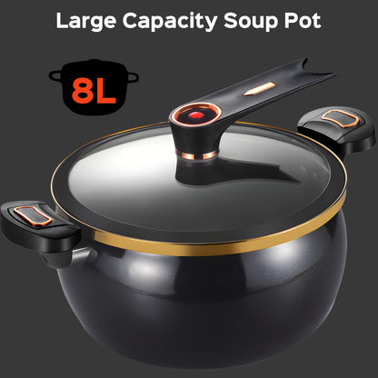 Pentola per Zuppa da 8L, Grande Capacità, Design Robusto e Durevole in Ceramica, Sicura e Affidabile per Tutti i Tipi di Pentole, Ideale per Regali e Fritture