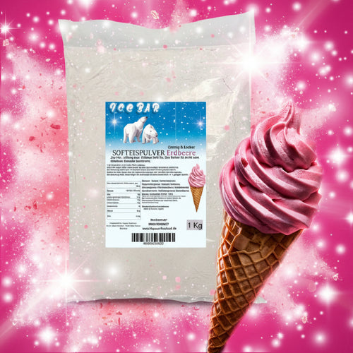 Ice Bear Soft Ice Powder Fragola 1 Kg per Macchina per Gelato Morbido 1:2.5 Misto Fragola