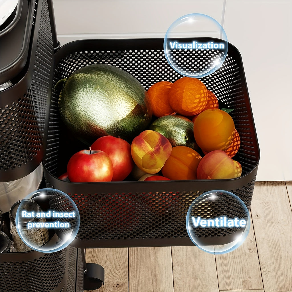 Carrello Girevole a 5 Ripiani per Cucina con Ruote, Struttura in Metallo Robusto, Ideale per Dispensa, Portafrutta, Verdure, Carrello Salvaspazio per Uso Domestico o Commerciale, Scaffale Autoportante