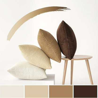 4 Coperture Cuscini Decorativi Morbide a Righe, Stile Bohémien in Velluto a Coste, Copricuscino Quadrato in Velluto a Coste, Copertura Cuscino Moderna e Confortevole per Divano, Soggiorno, da Letto, Arredamento Rustico, Cuscino Interno Non Incluso