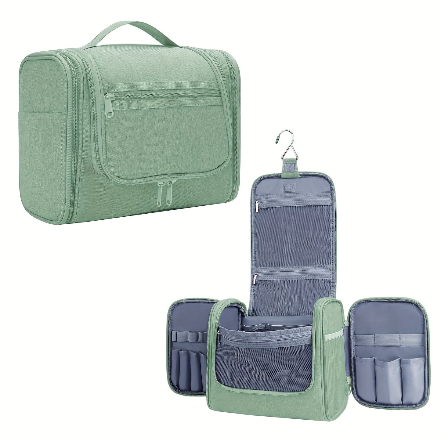 Grande Borsa da Toilette Multitasca con Gancio, Organizzatore di Trucco Elegante per Donne e Uomini, Chiusura con Cerniera Resistente, Design con Maniglia Superiore, Borsa da Viaggio per Toilette, Regalo di Natale