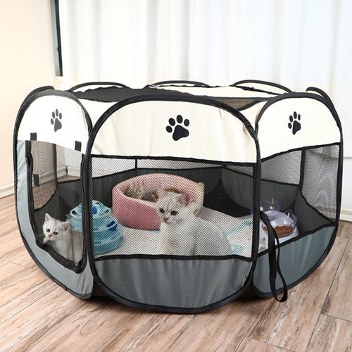 Penna per animali domestici Gatto Maternità Penna per animali domestici ottagonale Cassa per animali domestici pieghevole Penna per cani di grande spazio Penna per gatti