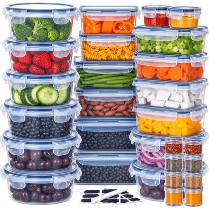 Set da 68/60/56/44/24 pezzi per conservazione alimentare sigillata - Contenitori di plastica ermetici e a prova di perdite con coperchi, organizzatori impilabili per frigo e contenitori per frigo, dispensa e avanzi, adatti a microonde/congelatore/lavastov