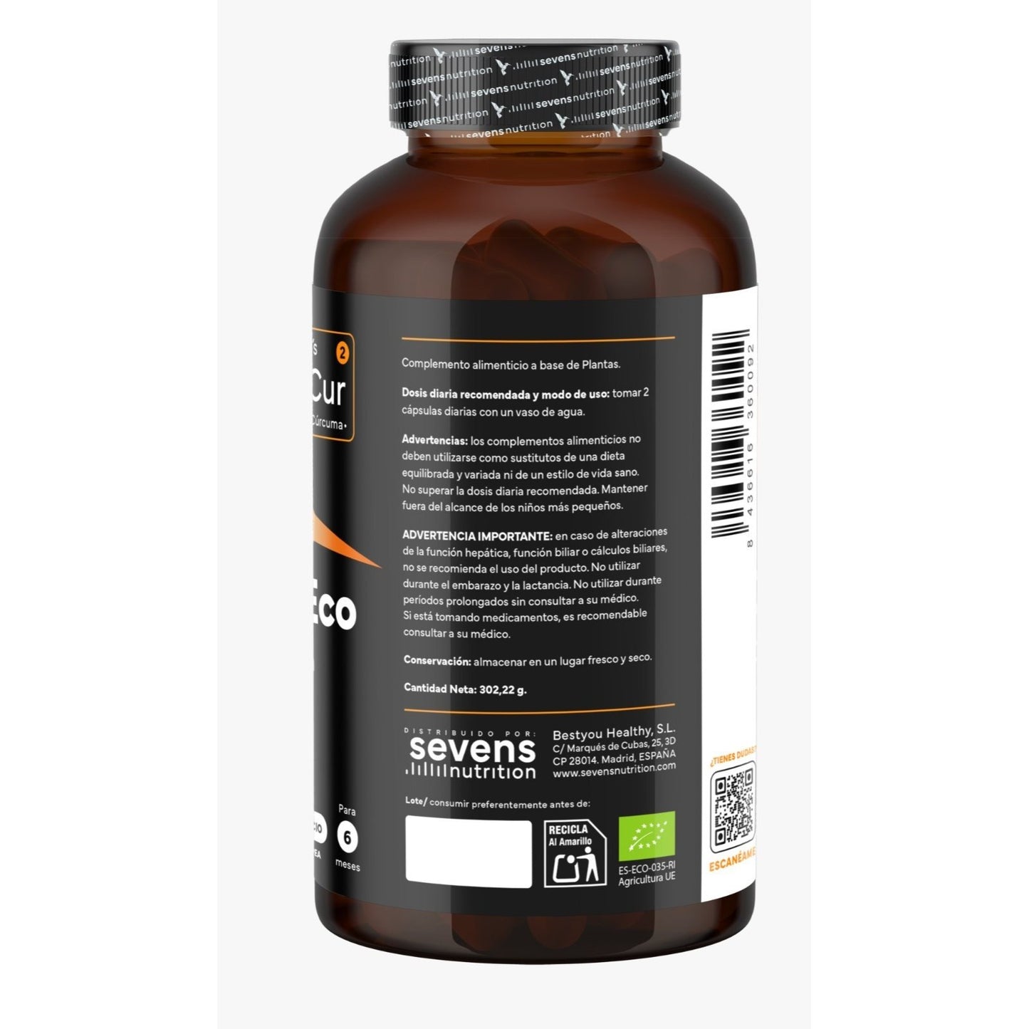 Confezione da 2x Curcuma ECO con Zenzero e Pepe Nero – 1410 mg per Dose – 730 Capsule Vegane – Formato XL Risparmio – Sevens Nutrition