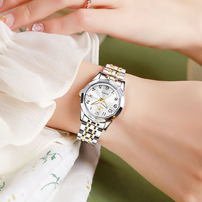 OLEVS Orologio da Donna Classico Moda Analogico Quarzo Donna Orologio Elegante Lusso Piccolo Quadrante Cinturino in Acciaio Inossidabile Luminoso con Calendario Data Orologi da Donna Regali Romantici per Lei Orologio da Donna Quadrante Blu/Bianco/Dorato