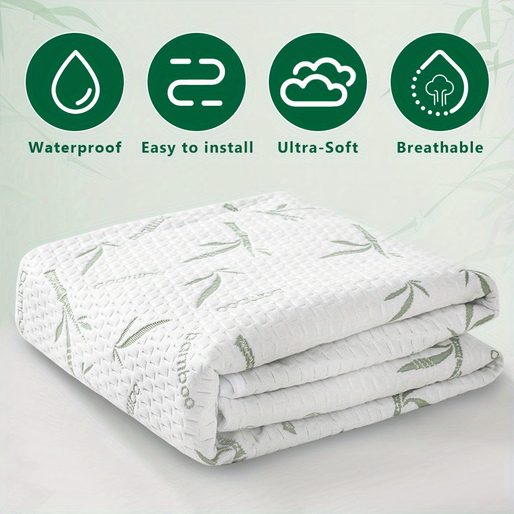 1 protezione per materasso ad aria 3D in bambù impermeabile ultra-morbida - Coprimaterasso traspirante e rinfrescante, adatto per materassi fino a 30 cm, perfetto per camere da letto, stanze degli ospiti, dormitori e appartamenti (federa non inclusa)