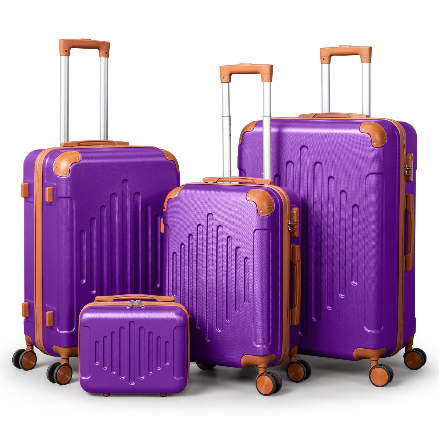 Set di valigie rigide viola scuro abbinato a marrone, 4/5 pezzi, valigia rigida espandibile con ruote spinner, bagaglio da viaggio leggero (12/16/20/24/28 pollici)