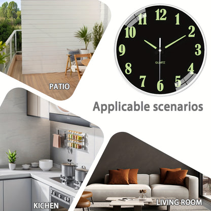 Orologio da parete al quarzo moderno minimalista da 12 pollici con movimento analogico luminoso/ e silenzioso senza ticchettio, alimentato a batteria, adatto per arredo soggiorno, camera da letto, cucina - Meccanismo, plastica/vetro, batteria non inclusa