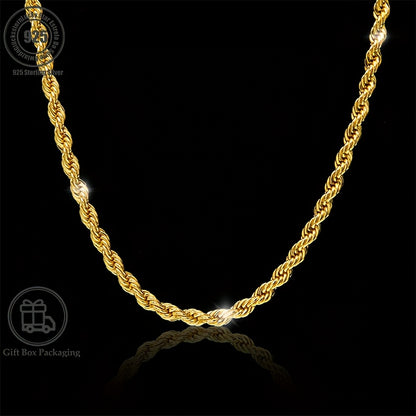 Collana da donna in argento 925, collana a catena, collana a catena intrecciata, regalo di San alla moda e facile, regalo di luna di miele per il Ringraziamento per lei, fornita con una confezione regalo boutique