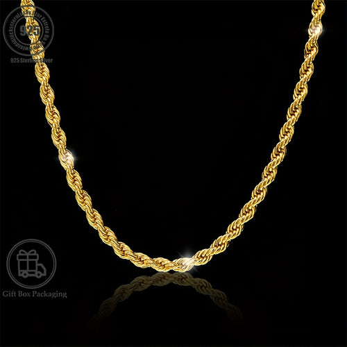 Collana da donna in argento 925, collana a catena, collana a catena intrecciata, regalo di San alla moda e facile, regalo di luna di miele per il Ringraziamento per lei, fornita con una confezione regalo boutique