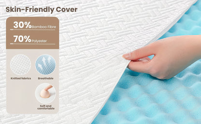 KERDOM Coprimaterasso in Memory Foam con Spessore 7,5 cm e Fasce Antiscivolo, Due Livelli di Durezza Gel Topper Materassi Rimovibile Lavabile a Macchina, Schiuma Traspirante al Carbone Bambù per Camper Misura Completa 90/120/160/180 x 200cm