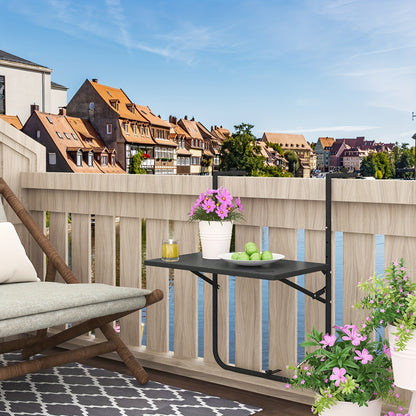 1 pz Tavolo da patio per mobili da esterno, tavolo pieghevole, tavolo da campeggio, tavolo sospeso per balcone con scanalature per posizionare bicchieri d'acqua, tavolo sospeso stabile per ringhiera del balcone, tavolo pieghevole, 3 livelli di altezza, pi
