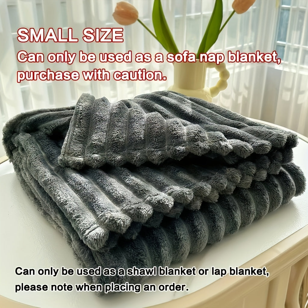 Coperta 1 pz in finta pelliccia di coniglio adatta a tutte le stagioni - Copriletto termico reversibile a righe, morbido e accogliente plaid di coniglio per ufficio, campeggio - Coperta multiuso da regalo