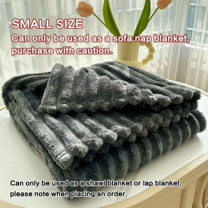Coperta 1 pz in finta pelliccia di coniglio adatta a tutte le stagioni - Copriletto termico reversibile a righe, morbido e accogliente plaid di coniglio per ufficio, campeggio - Coperta multiuso da regalo