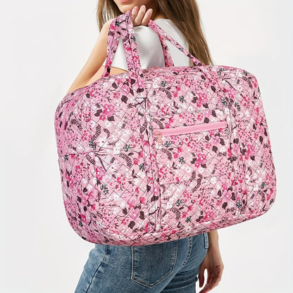 Borsa da Viaggio e Palestra da 25L per Donna - Ispirata ai Fiori di Ciliegio Rosa - Borsa a Mano Leggera e Resistente con Scomparto per Laptop, Multiscomparto, Rosa Pastello/Bianco/Viola per Aereo, Palestra, Weekend, Regalo di Natale