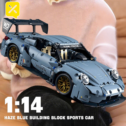 [2100pz Blocchi da Costruzione Creativi Auto Sportiva Bassa Blu Smog] Modello di Moda Assemblato | Decorazione da Scrivania | Decorazione della Stanza | Costruzione per Famiglia, | Adatto per Preparazione Regali di Natale/Halloween/San Valentino/Capodanno