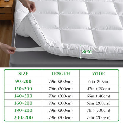 Coprimaterasso Premium Mr. Tree 1100GSM - Ultra Morbido e Soffice, Traspirante e Confortevole per Tutti gli Anni, Rivestimento 100% Microfibra con Cinghie Elastiche Resistenti, Topper per Letto con Sostegno a Letto e Essenziali per la Biancheria da Letto