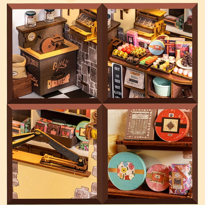 Rolife Set Casa in Miniatura Puzzle 3D in Legno Casa delle Bambole Angolo Libreria Kit Artigianale Regalo per & Adolescenti 14+ (Negozio di Cioccolatini di Henry)