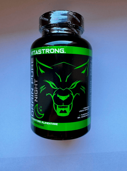 Drainpure Night Vitastrong Vegan — Integratore alimentare con bromelina, uva rossa, meliloto, quercetina, 60 compresse senza glutine, lattosio