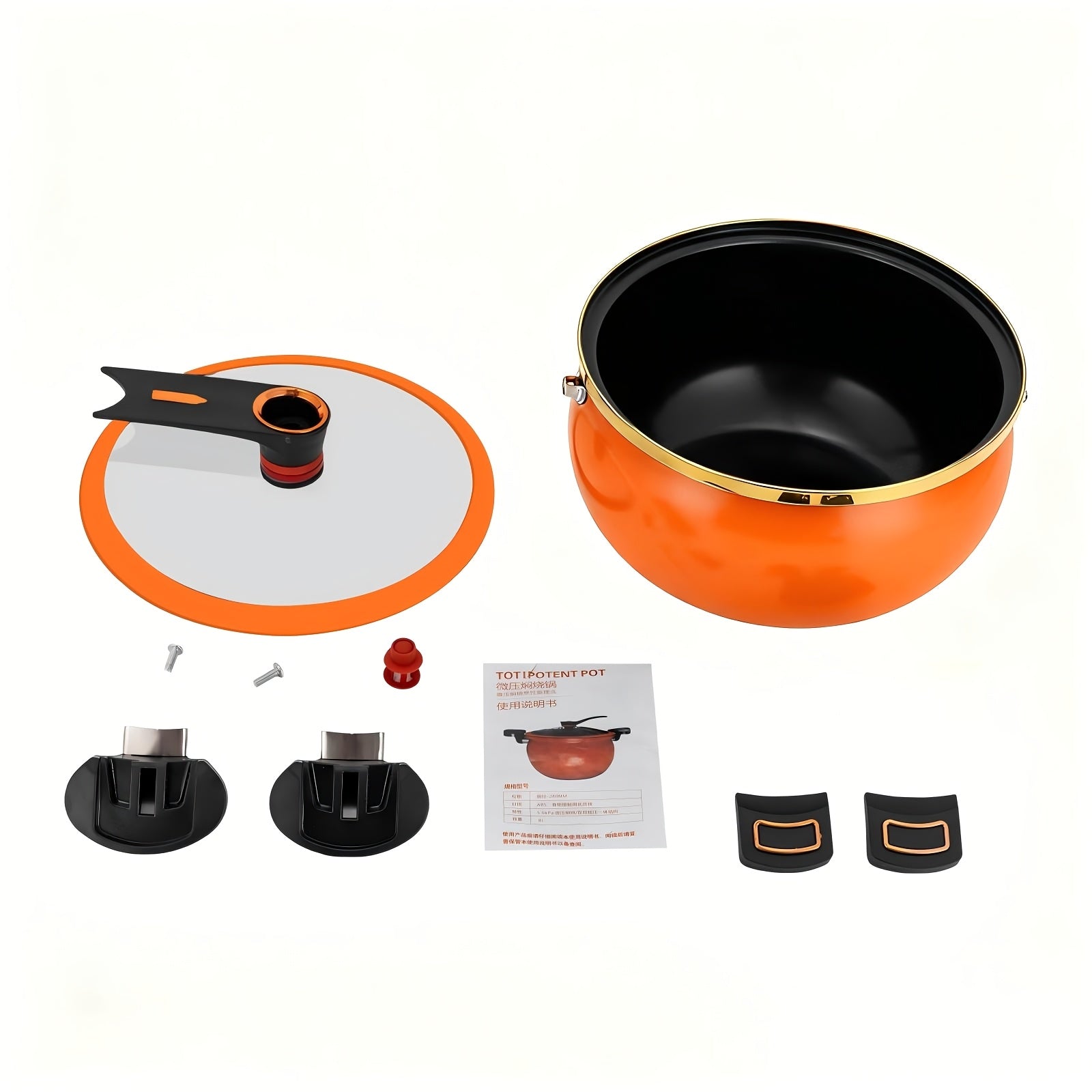 Pentola multiuso a doppia maniglia da 7 litri, disponibile in tre colori, con una generosa capacità di 25,4 cm, in ferro spesso, con coperchio in vetro e bordo dorato. Perfetta per zuppe, stufati e altro, ideale come regalo di Halloween e Natale in un mag